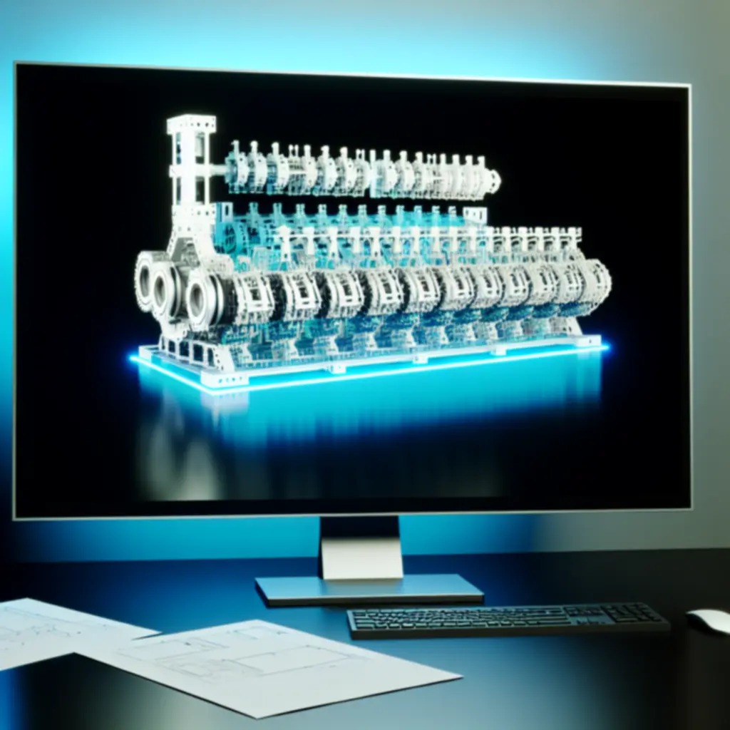 3D CAD model rendering showcasing a detailed technical assembly.