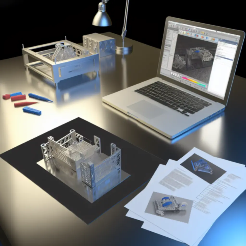 3D rendered prototype displayed on an engineering workstation