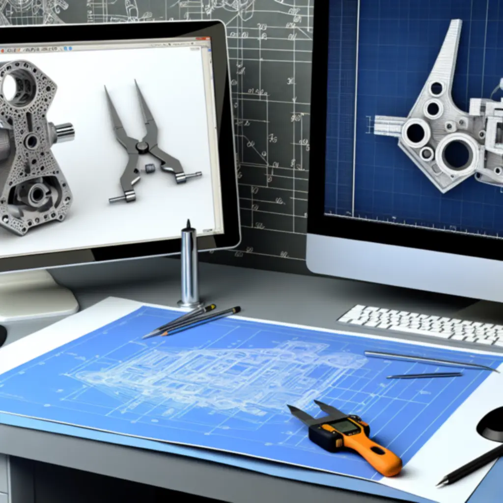 Detailed CAD blueprint showing precision-engineered components