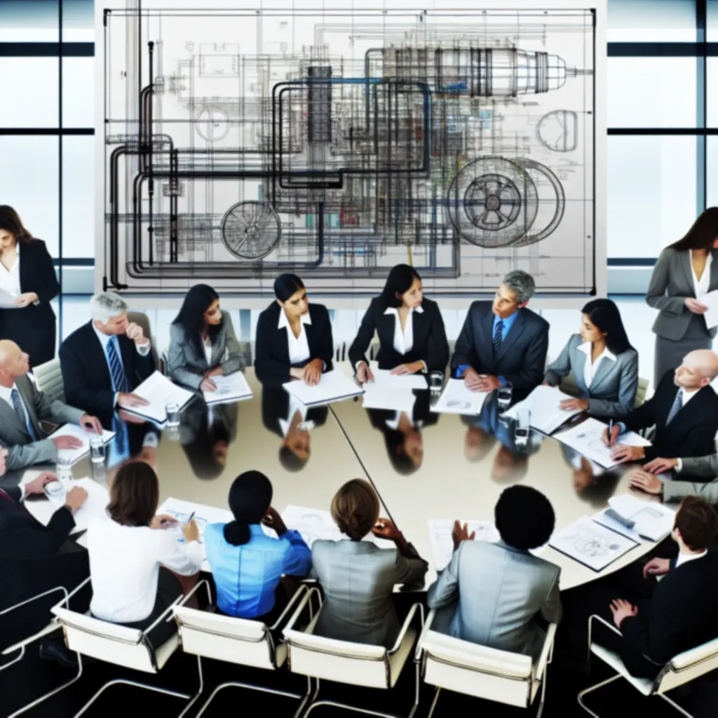 Engineers in a technical project planning discussion